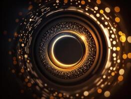 Concentric golden rings shapes Abstract geometric background created with technology photo