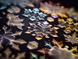 Colorful translucent snowflake on dark background created with technology photo