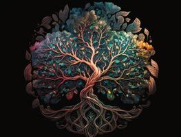 Yggdrasil world tree concept created with technology photo