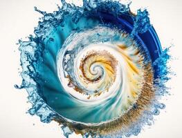 Radial spiral water splash background created with technology photo