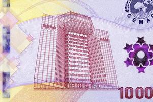 Tall building from Central African States money photo