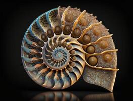 Ammonite fossil background created with technology photo