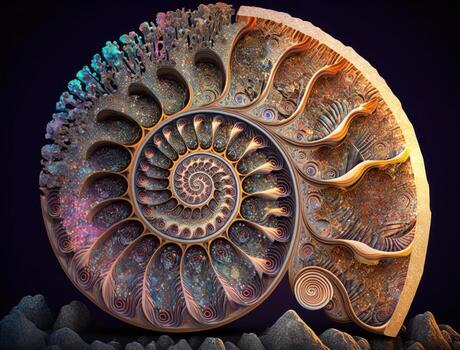 Ammonite fossil background created with technology photo