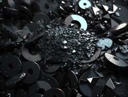 Abstract black geometric background Various shapes Flat lay created with technology photo