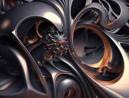 Dark black abstract background An abstract image featuring organic shapes and lines that intersect and overlap created with technology photo