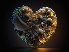 Realistic translucent heart shaped crystal zircon, natural gemstone technology photo