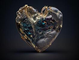 Realistic translucent heart shaped crystal zircon, natural gemstone technology photo