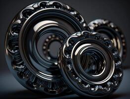 Concentric obsidian rings shapes Abstract geometric background created with technology photo