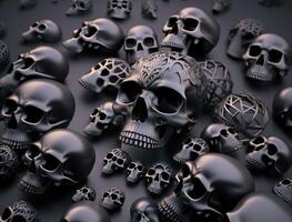 Obsidian skulls created with technology photo