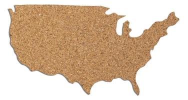 Usa map cork wood texture. photo