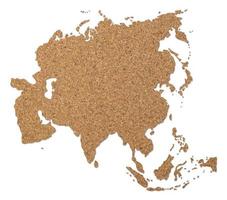 Asia map cork wood texture. photo