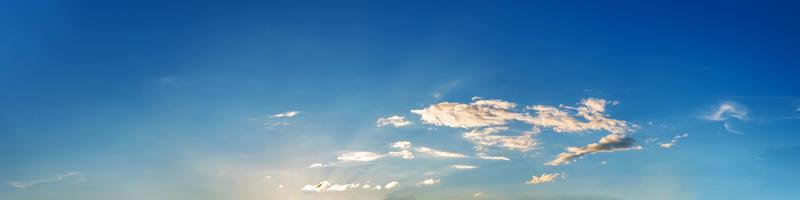 Blue sky panorama with cloud on a sunny day. Beautiful 180 degree panoramic image. photo