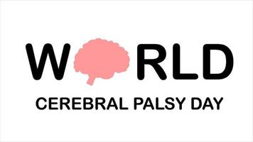 World Cerebral Palsy Awareness day poster, concept, Banner, template with pink Vector brain illustration and text.