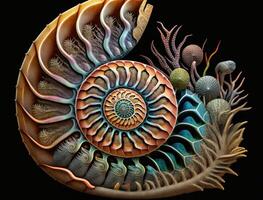 Ammonite fossil background created with technology photo