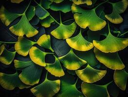 Ginkgo biloba green leaves background created with technology photo