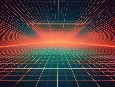 Perspective grid abstract retro background created with technology photo
