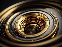 Concentric golden rings shapes Abstract geometric background created with technology photo