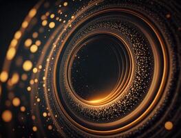 Concentric golden rings shapes Abstract geometric background created with technology photo
