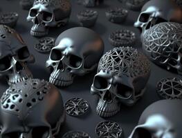 Obsidian skulls created with technology photo