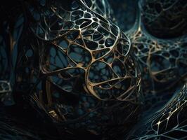 Dark black abstract background An abstract image featuring organic shapes and lines that intersect and overlap created with technology photo