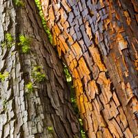 Close-up of chestnut bark. Background from living wood. Skin of the forest nature. Image created with . photo