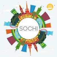 Sochi Rusia ciudad horizonte con color edificios, azul cielo y Copiar espacio. turismo concepto con moderno arquitectura. Sochi paisaje urbano con puntos de referencia vector