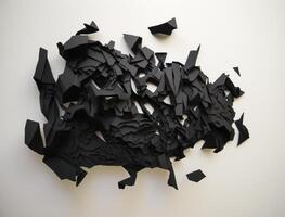 Abstract dark black various paper shapes background created with technology photo