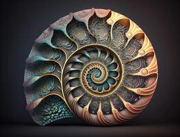 Ammonite fossil background created with technology photo