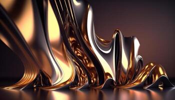 A metallic abstract wavy liquid background technology photo