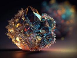 An endless fractals made of translucent multicolored crystals natural gemstone technology photo