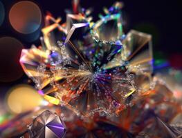 An endless fractals made of translucent multicolored crystals natural gemstone technology photo