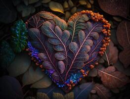 Green heart made by foliage that represents environmental protection created with technology photo