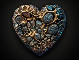 Realistic translucent heart shaped crystal zircon, natural gemstone technology photo