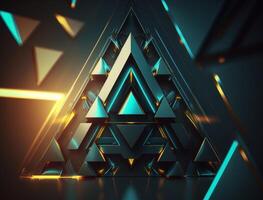 Futuristic triangles background Abstract geometric pattern created with technology photo