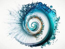 Radial spiral water splash background created with technology photo