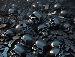 Obsidian skulls created with technology photo