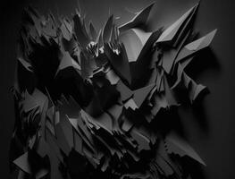 Abstract dark black various paper shapes background created with technology photo
