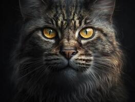 Close-up portrait of a cute cat technology photo