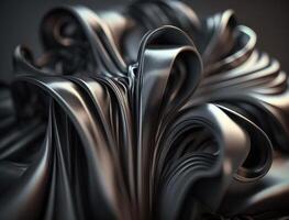 Lines and folds of fabric in dark metallic tones created with technology photo