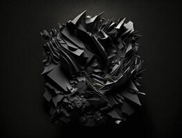 Abstract dark black various paper shapes background created with technology photo