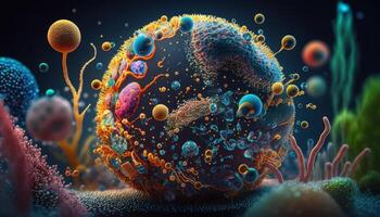 Bacteria and virus cells World under the microscope created with technology photo