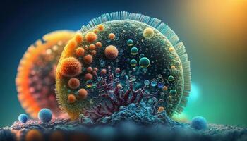 Bacteria and virus cells World under the microscope created with technology photo