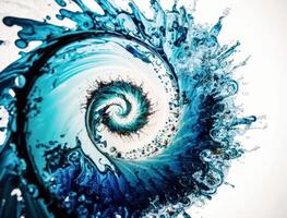 Radial spiral water splash background created with technology photo