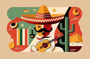 Cinco De Mayo, Mexican holiday 5 May, party invitation and greeting card design, photo