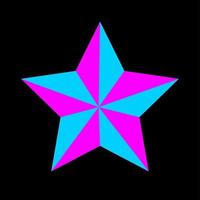 An isolated Pink Blue vector star on black background.