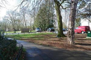 Low Angle View of Local Public Park. The Image Was Captured at Wardown Public Park of Luton Town of England UK During a Cold and Cloudy Evening of 25-March-2023 photo