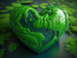 Green heart that represents environmental protection created with technology photo