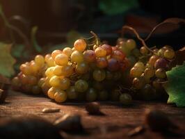 Beautiful organic background of freshly picked grapes created with technology photo