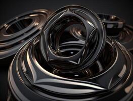 Concentric obsidian rings shapes Abstract geometric background created with technology photo