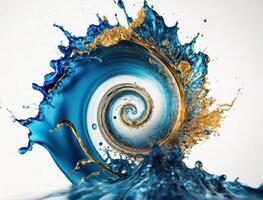 Radial spiral water splash background created with technology photo